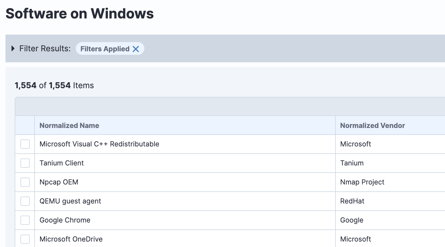 Realice un seguimiento del software con Tanium