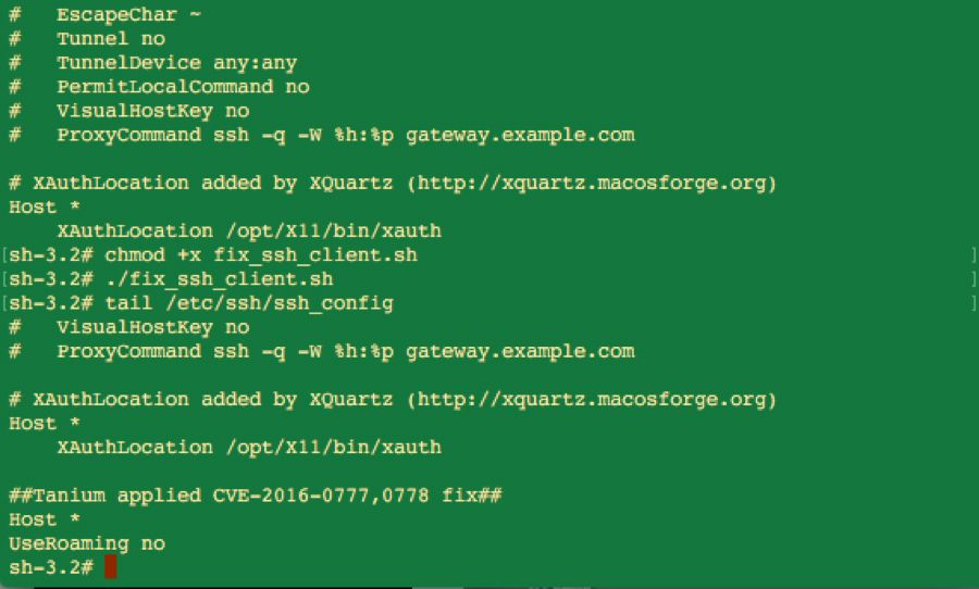 Archivo de configuración de SSH en el que se muestran los ajustes para corregir la vulnerabilidad de OpenSSH y la configuración de XAuthorization