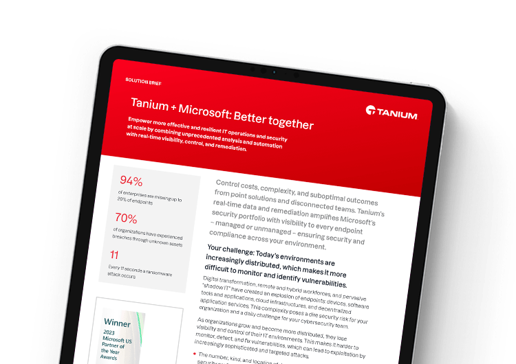 Imagen destacada para móvil. Resumen de la integración entre Tanium y Microsoft