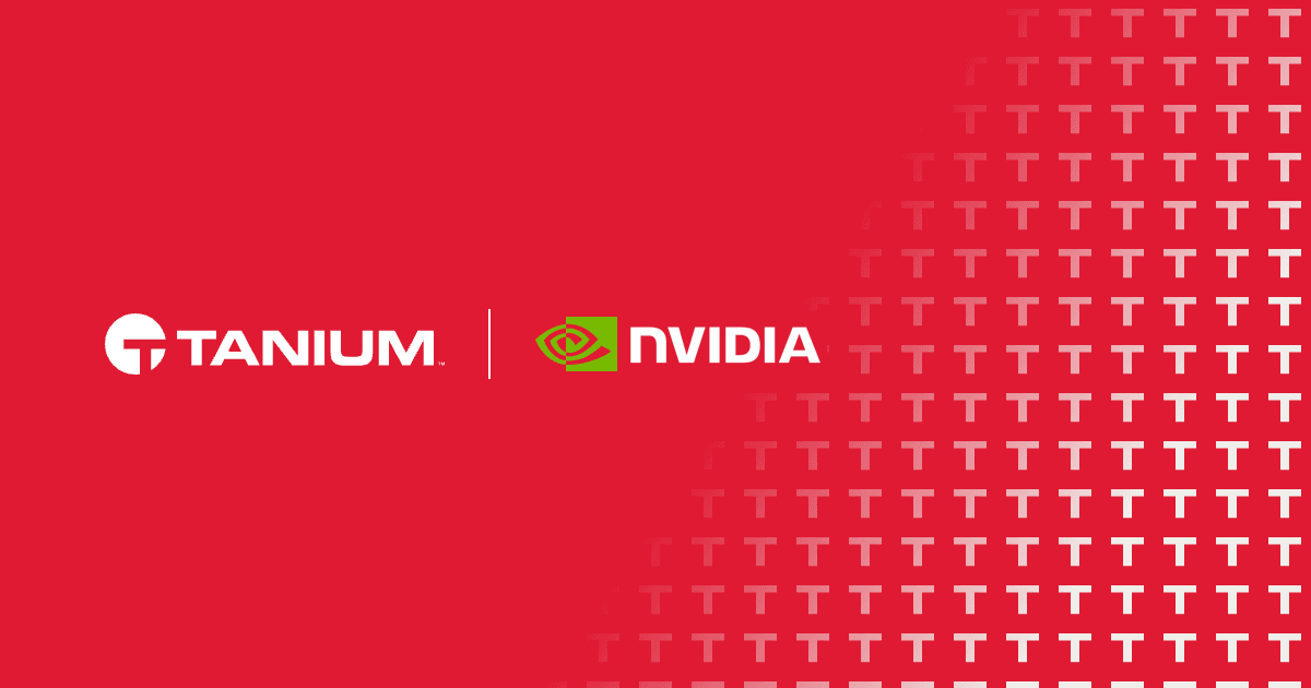Logotipos de Tanium y NVIDIA sobre fondo rojo