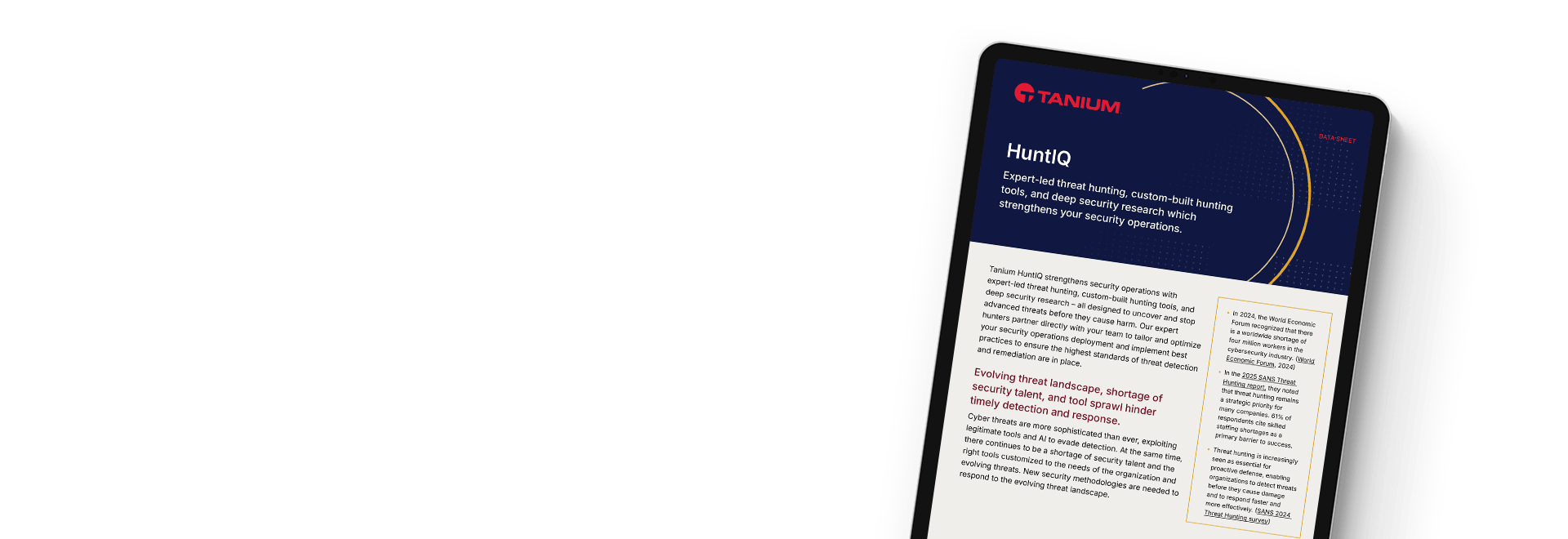 Tanium HuntIQ datasheet describing expert-led threat hunting capabilities