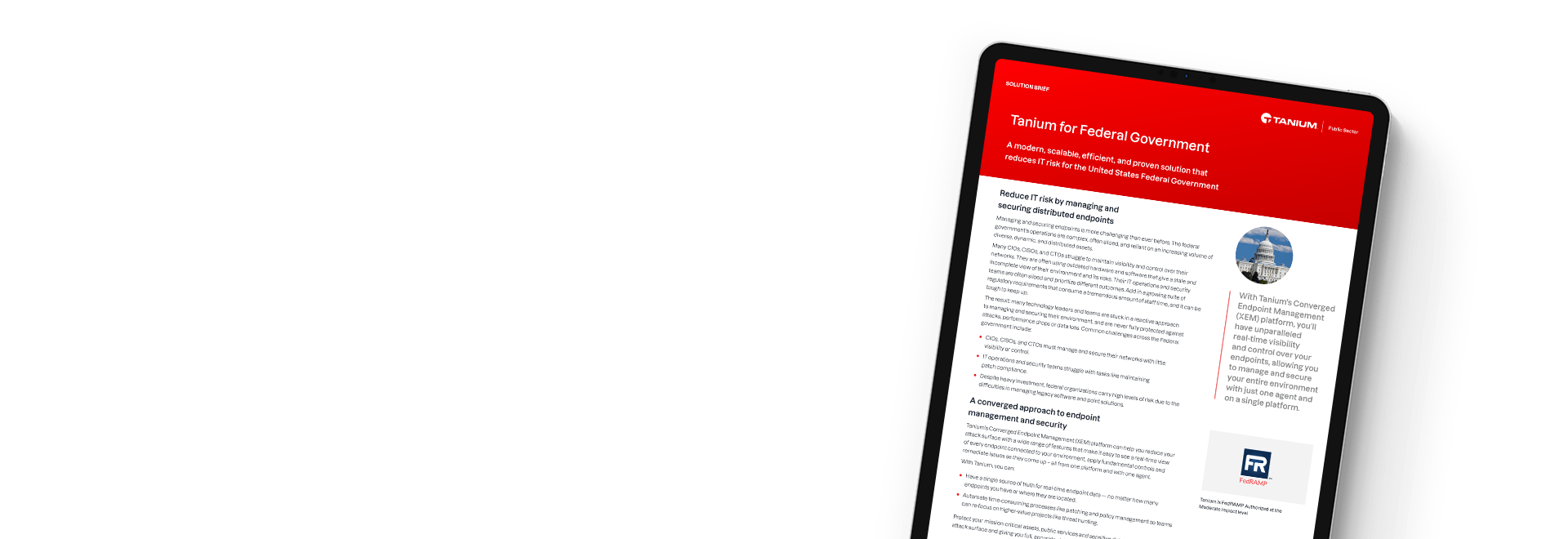 Vista previa del documento del resumen de solución "Tanium para el gobierno federal"