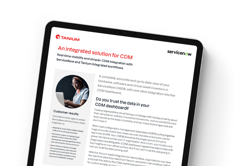 imagen destacada móvil: resumen de solución Tanium para ServiceNow CDM