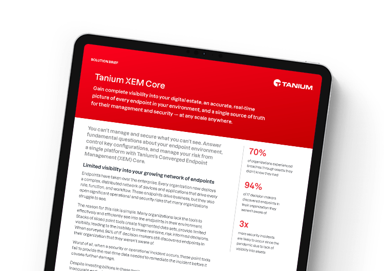 Mobile featured image. Tanium XEM Core solution brief