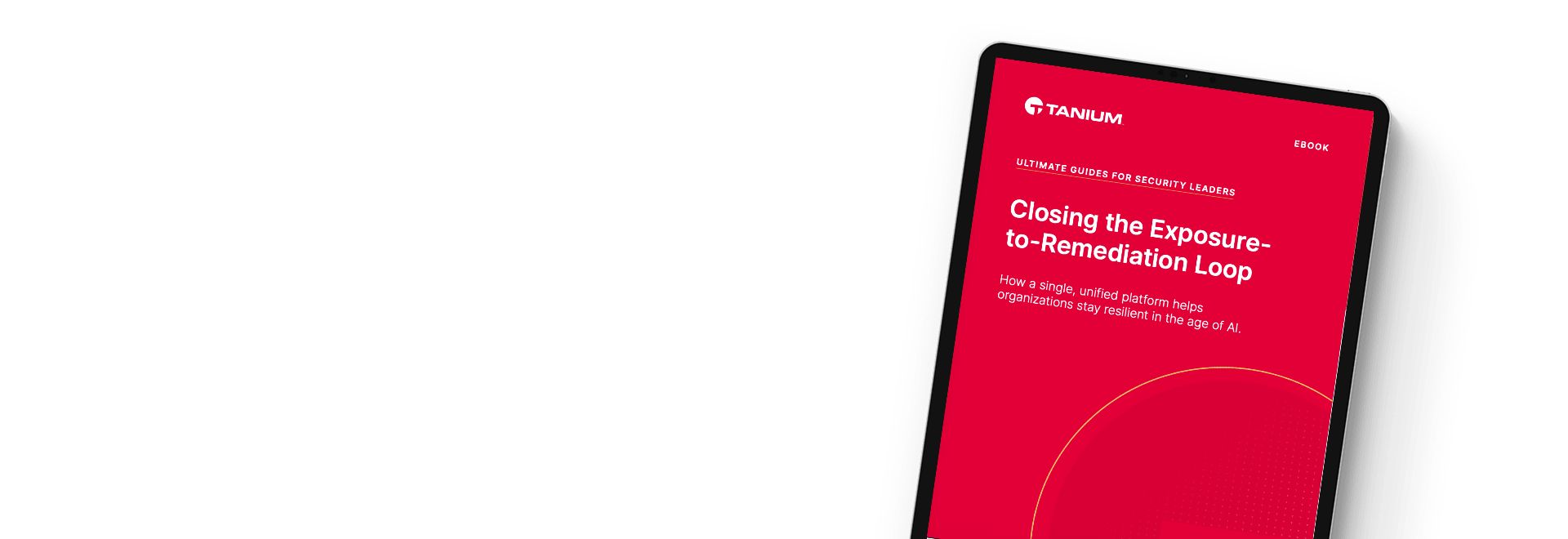 Tablet displaying 'Closing the Exposure-to-Remediation Loop' eBook guide