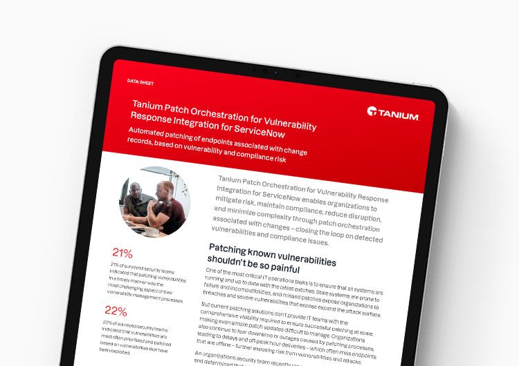 Tanium Patch Orchestration para la integración de Vulnerability Response para ServiceNow