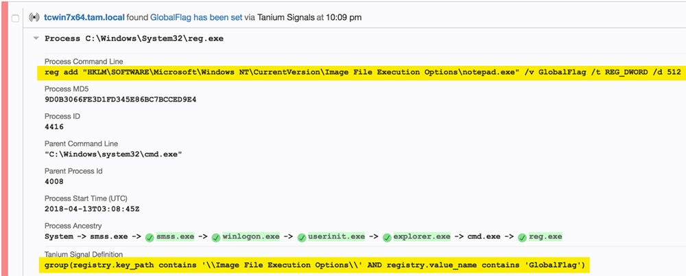 Tanium Trace muestra una técnica de fusión de subárboles del Registro para lograr la persistencia