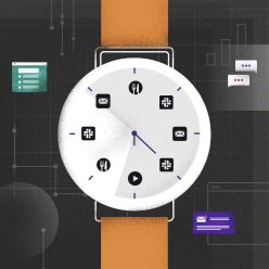Ilustración de un icono de un reloj inteligente con funciones de vigilancia de seguridad