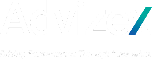Advizex white logo
