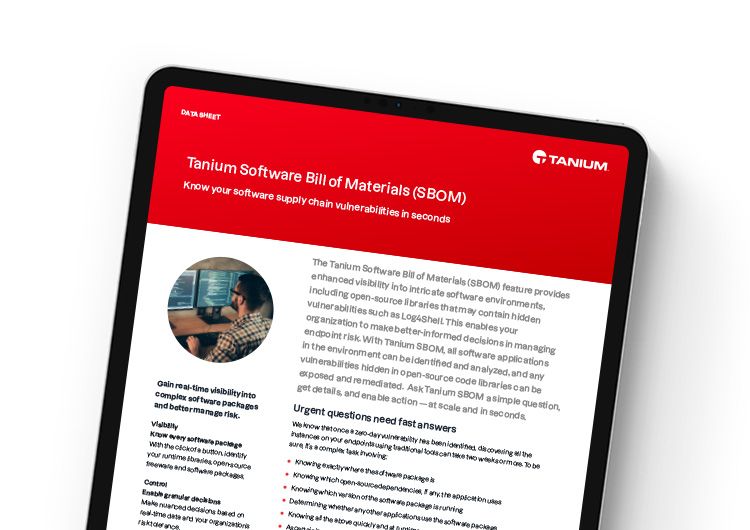 Lista de materiales de software (SBOM) de Tanium