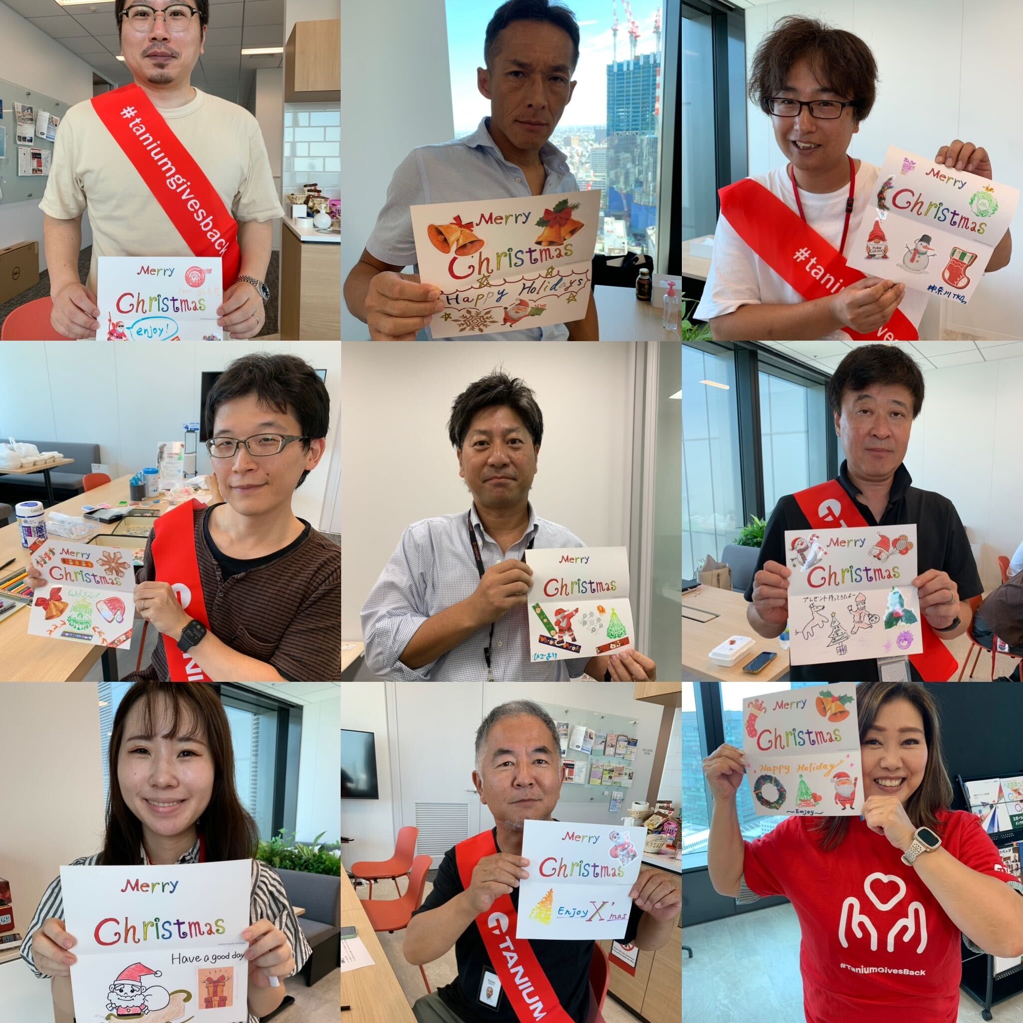 La oficina de Tanium en Japón elabora tarjetas de Navidad durante el «Mes de la generosidad», que se celebra cada año