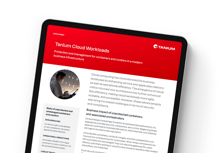 Imagen destacada para móvil: hoja de datos de Tanium Cloud Workloads