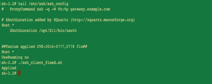 Salida del terminal que muestra la corrección satisfactoria de una vulnerabilidad de OpenSSH, con confirmación de la verificación