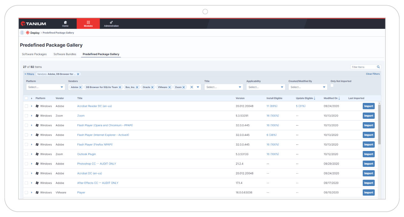 Actualizaciones de software de terceros